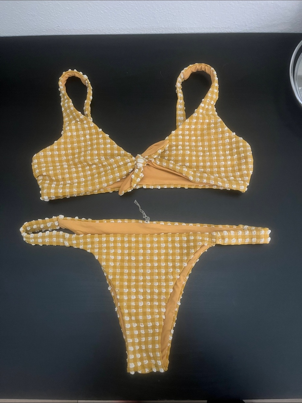Vitamin A Mustard Yellow Gingham Bikini Set